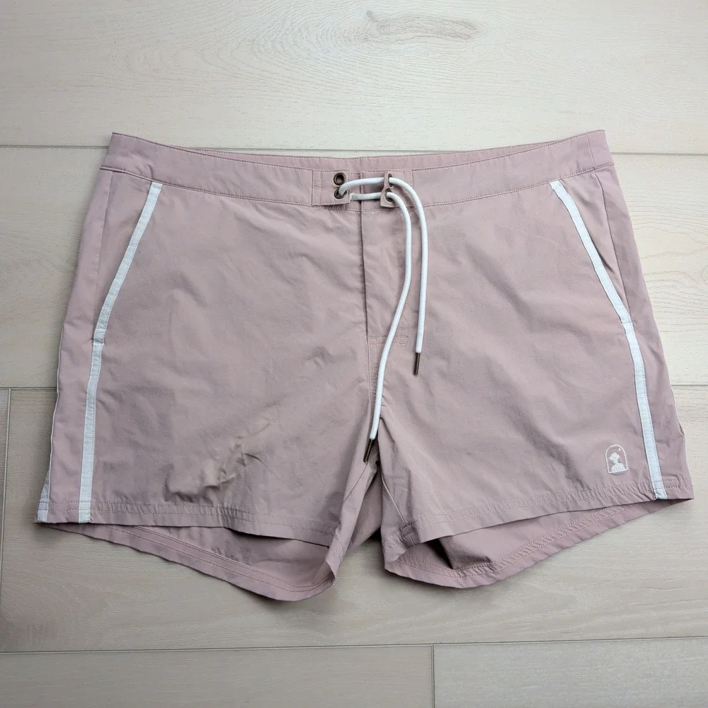 Dandy‎ Del Mar Gaucho Board Shorts Swim Trunks Mens 36 Pink Striped Retro